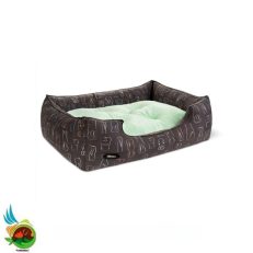 جای خواب یو شکل vip نیناپت طرح سگ و گربه خطی طوسی سایز 3