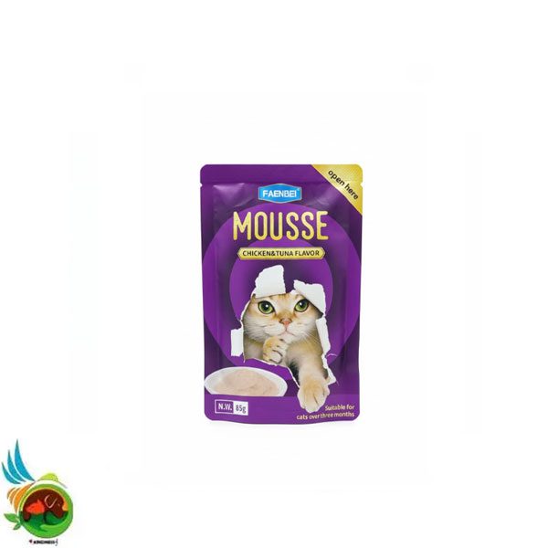 پوچ گربه فنبی مدل موس طعم مرغ و تن Faenbei mousse chicken & tuna وزن ۸۵ گرم