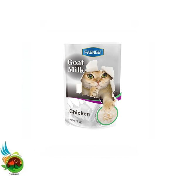 پوچ گربه فنبی طعم مرغ در شیر بز Faenbei goat milk with chicken وزن ۸۵ گرم
