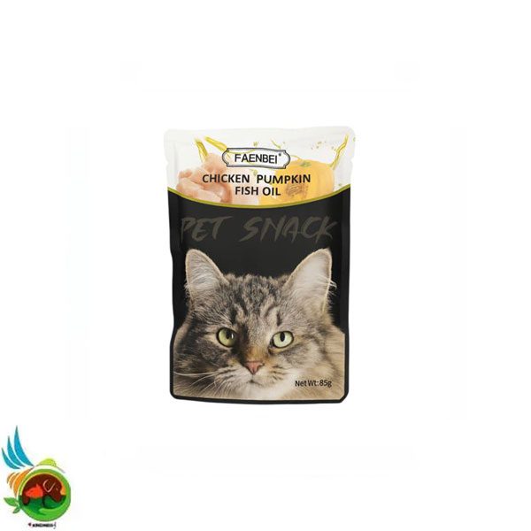 Untitled-4 پوچ گربه فنبی طعم مرغ، کدو حلوایی و روغن ماهی Faenbei chicken and pumpkin and fish oil وزن ۸۵ گرم