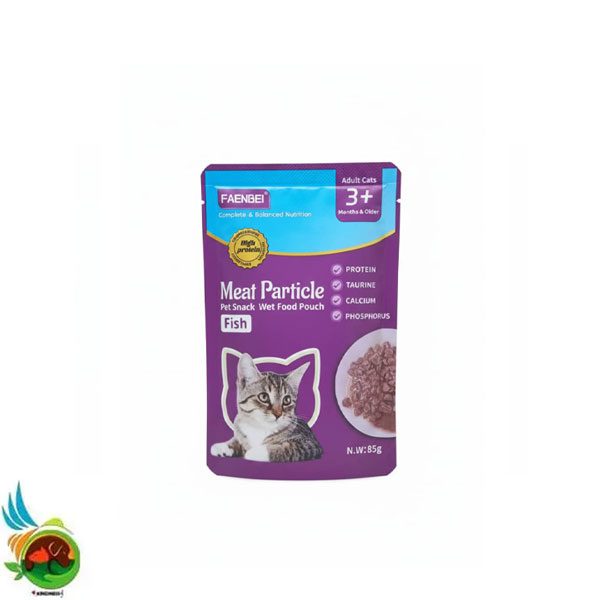 پوچ گربه فنبی مدل چانکی طعم ماهی Faenbei meat particle fish وزن ۸۵ گرم