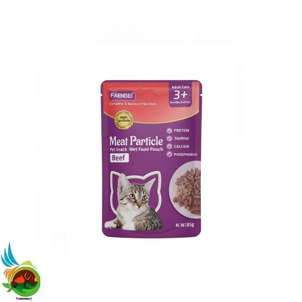 پوچ گربه فنبی مدل چانکی طعم گوشت گاو Faenbei meat particle beef وزن ۸۵ گرم
