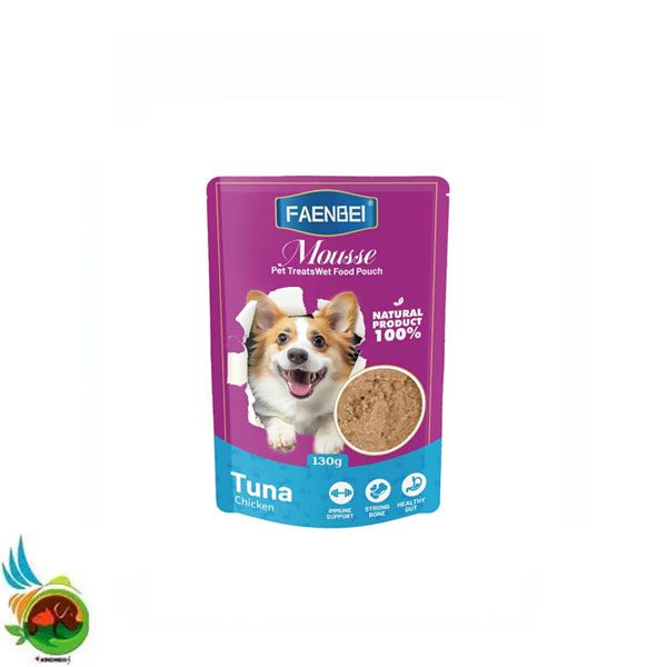 پوچ سگ فنبی مدل موس طعم تن و مرغ Faenbei mousse tuna & chicken وزن ۱۳۰ گرم