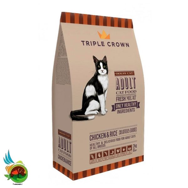 غذای خشک ارگانیک گربه بالغ تریپل کراون طعم مرغ و برنج Triple crown adult cat food chicken & rice (فله ای)