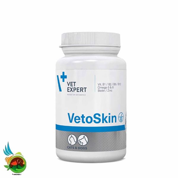 Untitled-1 قرص تقویت کننده پوست و مو سگ و گربه وت اکسپرت Vet expert vetoskin بسته ۹۰ عددی - تصویر 1