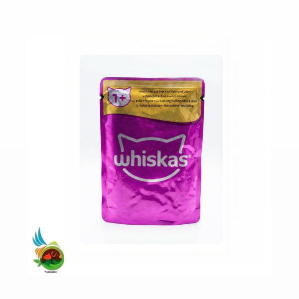 پوچ گربه بالغ ویسکاس طعم مرغ و جگر Whiskas with chicken and liver وزن ۸۵ گرم