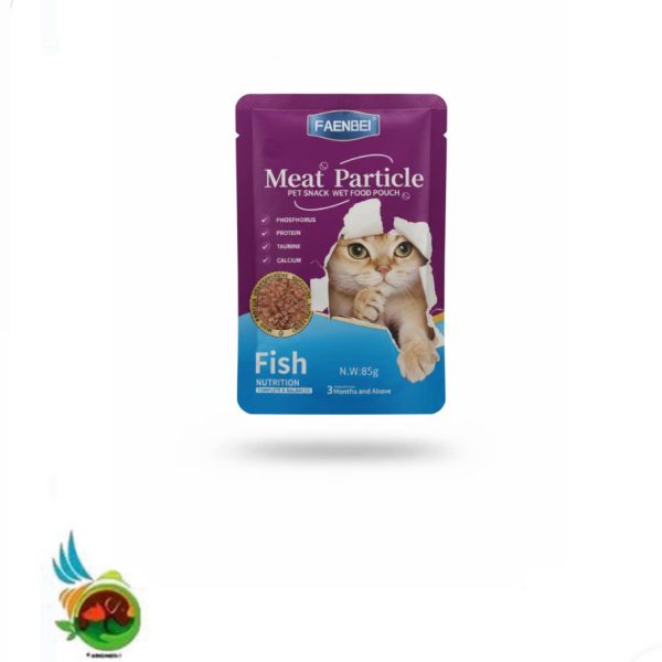 پوچ گربه فنبی طعم ماهی مدل چانکی Faenbei meat particle with fish وزن ۸۵ گرم
