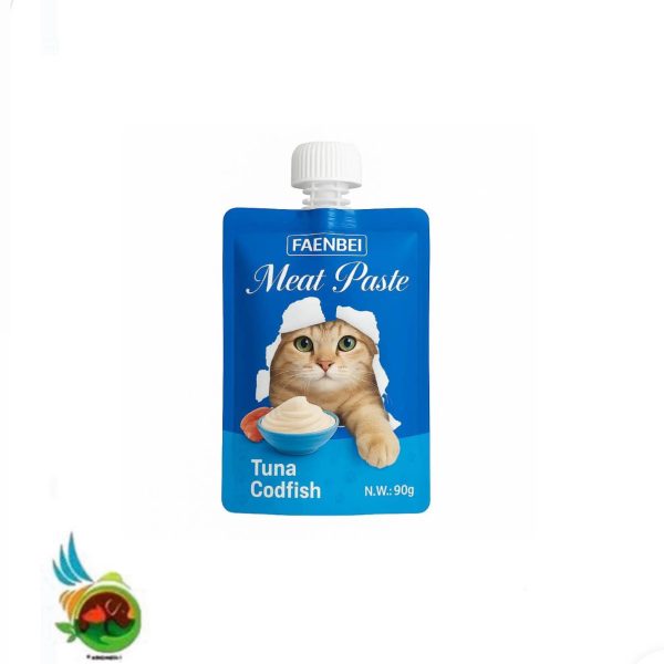 پودینگ گربه فنبی طعم تن و ماهی کاد Faenbei meat paste with tuna & codfish وزن ۹۰ گرم
