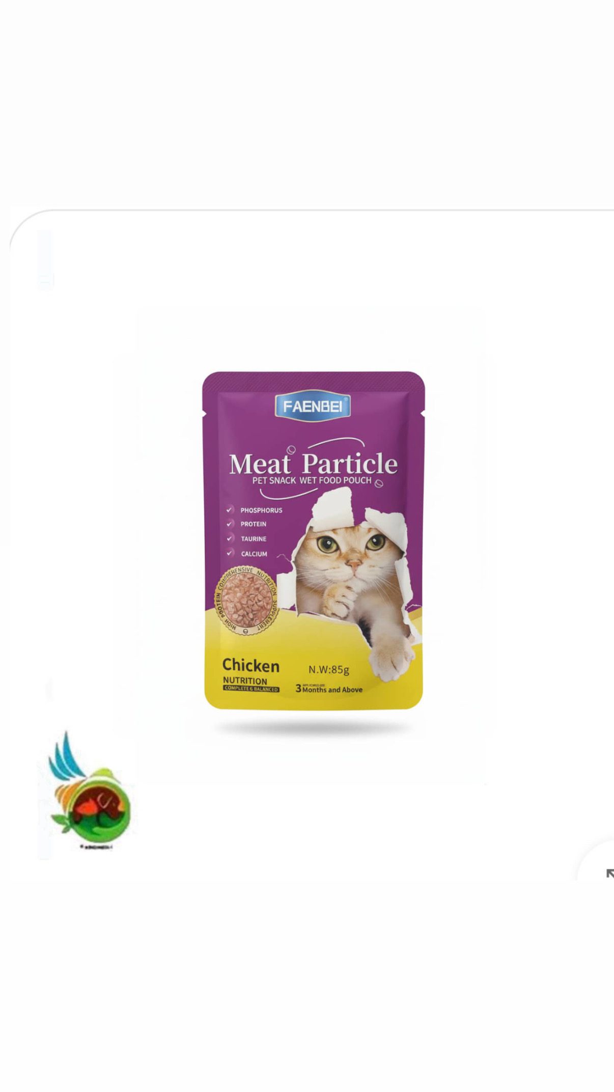 Screenshot پوچ گربه فنبی طعم مرغ مدل چانکی Faenbei meat particle with chicken وزن ۸۵ گرم - تصویر 1