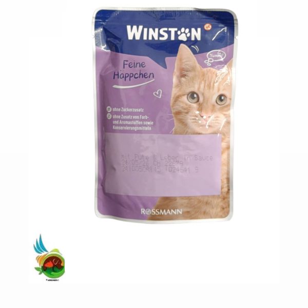 پوچ گربه وینستون طعم بوقلمون در عصاره پرندگان وزن 100 گرم