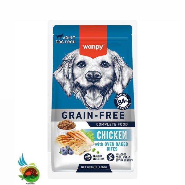 غذای خشک سگ بالغ ونپی بدون غلات طعم مرغ Wanpy adult dog food grain free with chicken