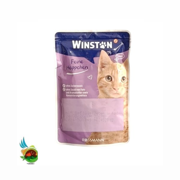 پوچ گربه وینستون طعم جگر پرندگان در عصاره گوشت وزن 100 گرم