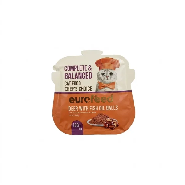 پوچ گربه یوروفید سرآشپز با طعم گوشت گوزن و روغن تن Eurofeed Chef Selection Venison & Tuna Oil Cat Pouch وزن ۱۰۰ گرم