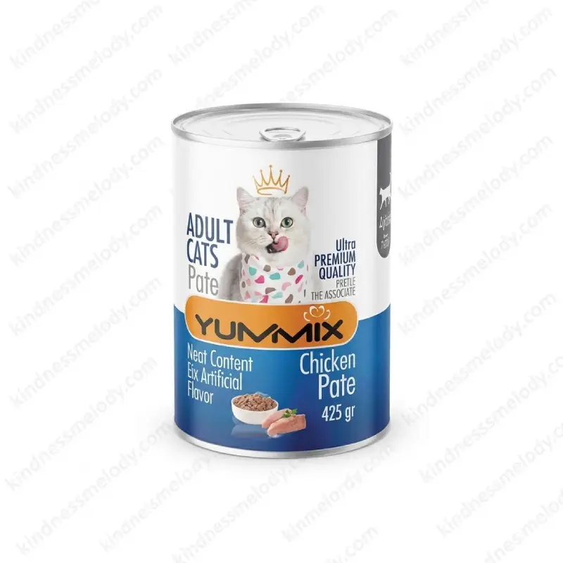 chicken-yummix کنسرو غذای گربه بالغ یامیکس با مرغ Yummix Pate Adult Cat Food with Chicken وزن ۴۲۵ گرم - تصویر 1